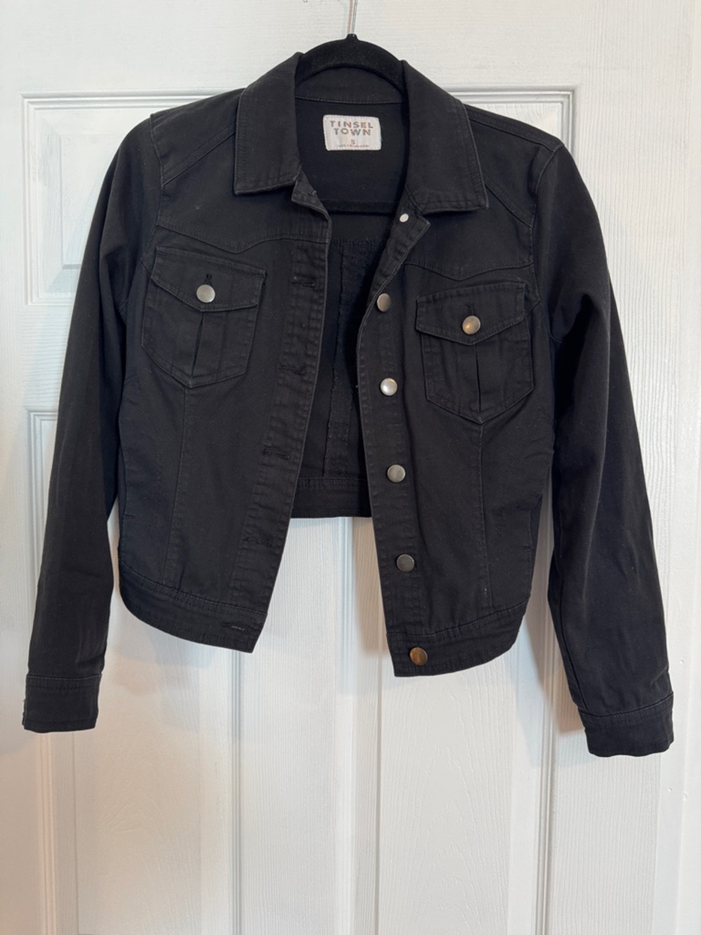 Tinseltown Black Cropped Denim Jacket